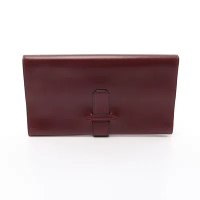 Pre-owned Hermes Box Calf Leather Clutch Bag () In Blue