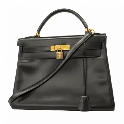 Pre-owned Hermes Box Calf Leather Handbag () In Black