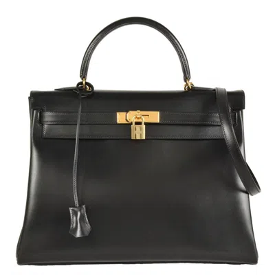 Pre-owned Hermes Box Calf Leather Handbag () In Black