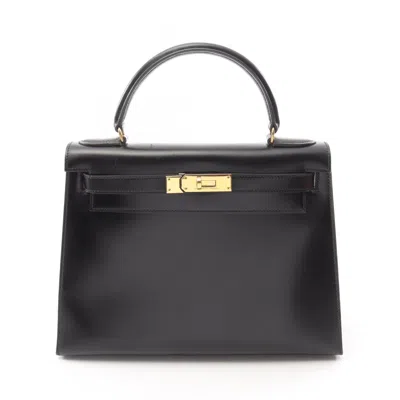 Pre-owned Hermes Box Calf Leather Handbag () In Black