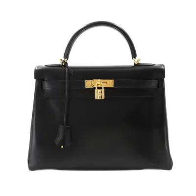 Pre-owned Hermes Box Calf Leather Handbag () In Black