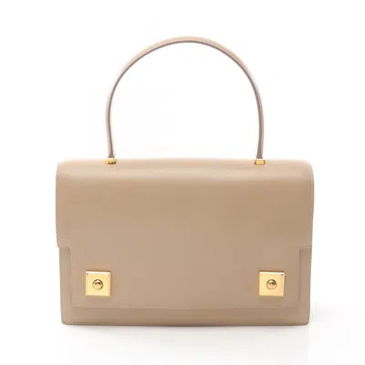 Pre-owned Hermes Box Calf Leather Handbag () In Sand