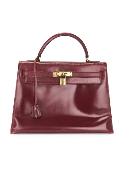 Pre-owned Hermes Box Kelly 32 Handbag In Burgundy