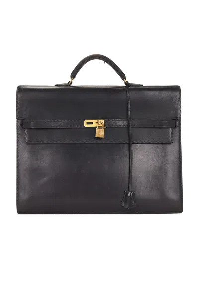 Pre-owned Hermes Box Kelly Depeche 38 Briefcase In Black