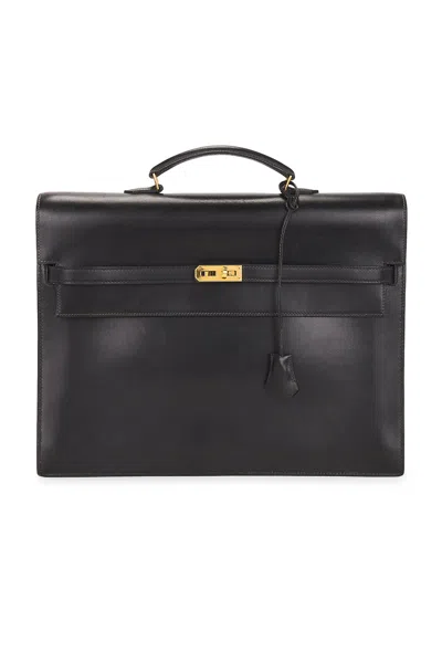Pre-owned Hermes Box Kelly Depeche 38 Briefcase In Black