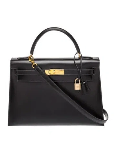 Pre-owned Hermes Box Kelly Sellier 32 In Black