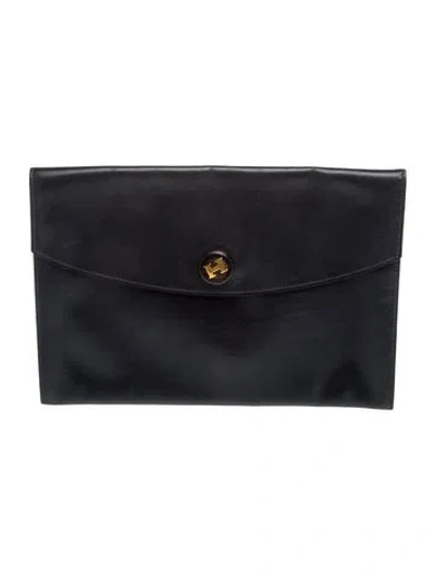 Pre-owned Hermes Box Rio Clutch In Blue