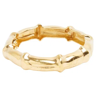 Pre-owned Hermes Hermès Bracelet Bambou Circa 1990 Golden Metal Bamboo Bangle Bracelet  In Multi
