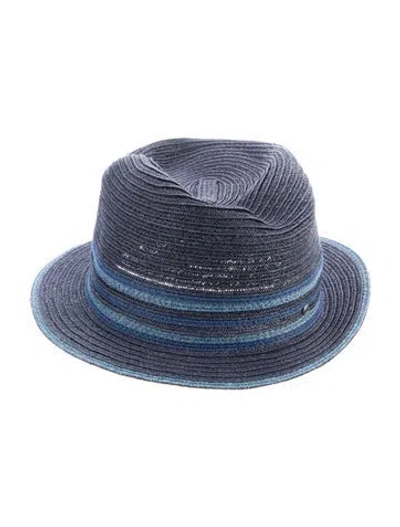 Pre-owned Hermes Braided Hemp Claudio Hat In Blue