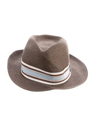 Pre-owned Hermes Braided Hemp Claudio Hat In Brown