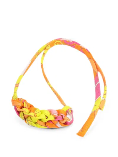 Pre-owned Hermes Braided Silk Bag Charm In Orange