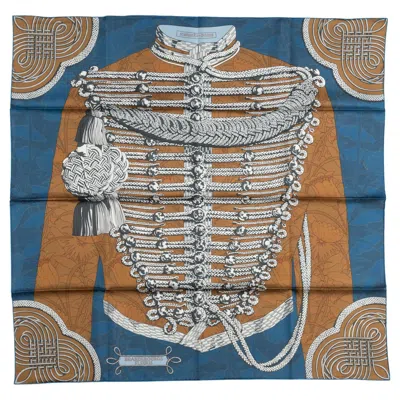 Pre-owned Hermes Hermès Brandebourg Double Face Scarf In Brown