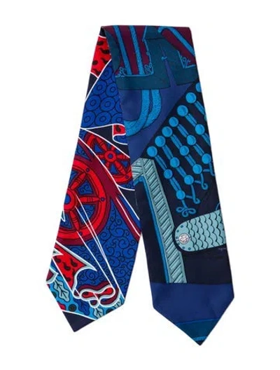 Pre-owned Hermes Brandebourgs Double Face Twill Up Silk Twilly Scarf In Pink