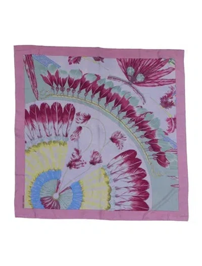 Pre-owned Hermes Brazil Detail Silk Shawl In Purple