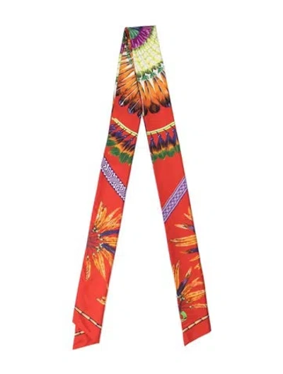 Pre-owned Hermes Brazil Maxi Silk Shawl In Red