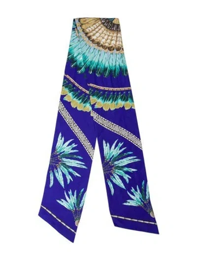 Pre-owned Hermes Brazil Maxi Silk Twilly Scarf In Blue