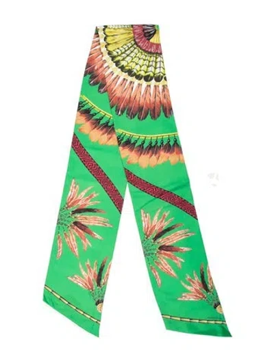 Pre-owned Hermes Brazil Maxi Silk Twilly Scarf In Green