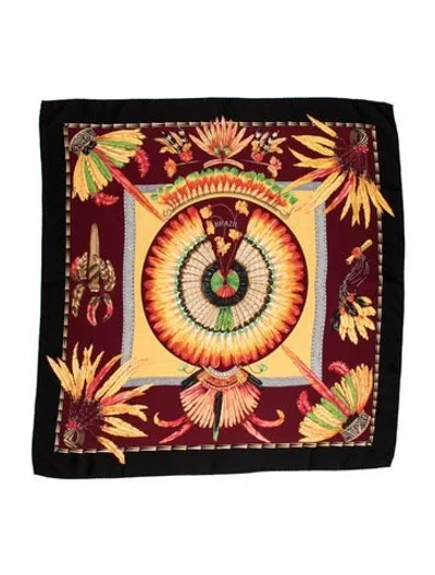 Pre-owned Hermes Brazil Silk Scarf In Pink