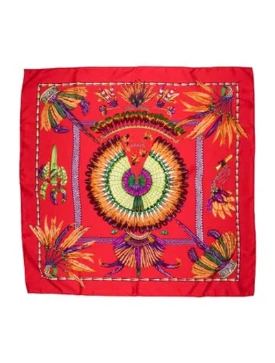 Pre-owned Hermes Brazil Silk Scarf In Red