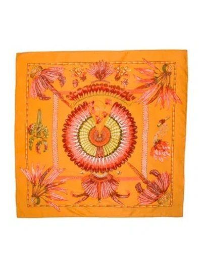 Pre-owned Hermes Brazil Silk Scarf W/ Tags In Orange