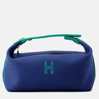 Pre-owned Hermes Brid A Black Navy/green Canvas Pm