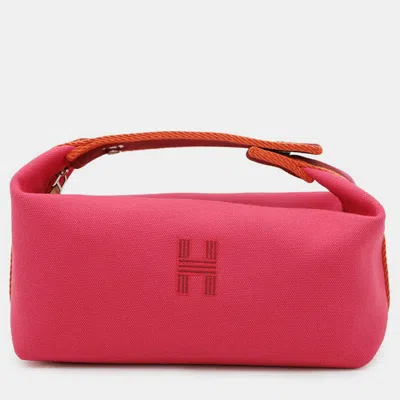 Pre-owned Hermes Brid A Brac Hibiscus Canvas Size Pm In Black