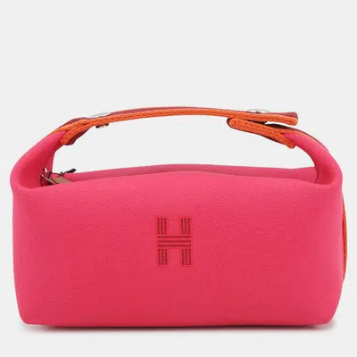 Pre-owned Hermes Brid A Brac Hibiscus Canvas Size Pm In Pink
