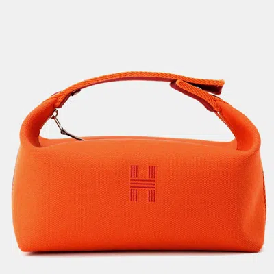 Pre-owned Hermes Brid A Brac Pm Feu/bordeaux Canvas Shoulder Bag In Orange