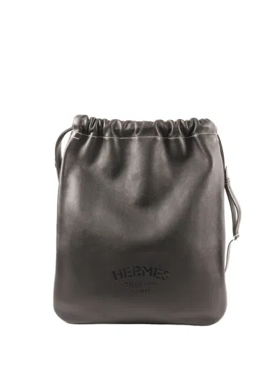 Pre-owned Hermes Bridado Evercolor Leather Backpack In Black