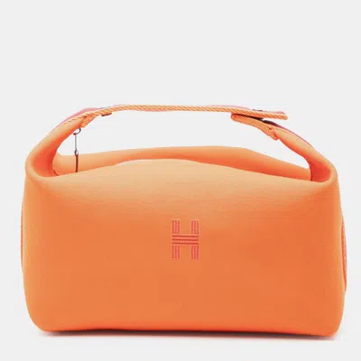 Pre-owned Hermes Bride A Brac Case Orange Large Toile Bag
