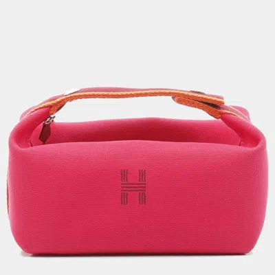 Pre-owned Hermes Hermès Bride A Brac Hibiscus Canvas Pm Pouch Purse Shw