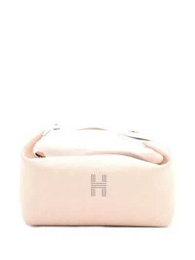 Pre-owned Hermes Bride-a-brac Travel Case Toile Pm Pouch In Neutral