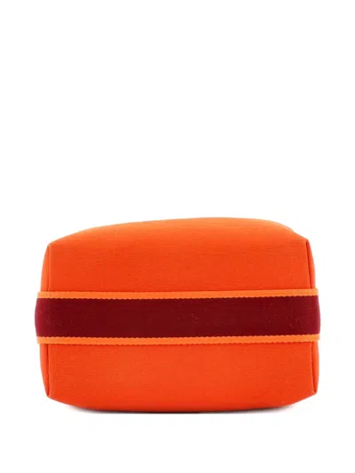 Pre-owned Hermes Bride-a-brac Travel Case Toile Pm Pouch In Orange