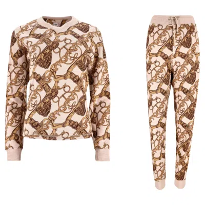 Pre-owned Hermes Bride De Cour Cotton & Camel Hair Matching Sweater & Joggers In Brown