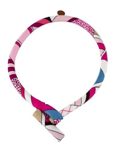 Pre-owned Hermes Bride Silk Necklace Pm, 18" In Multi