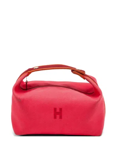 Pre-owned Hermes Bride-a-brac Canvas Pouch In Red