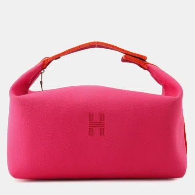 Pre-owned Hermes Bride-a-brac Hibiscus Canvas Size Gm In Pink