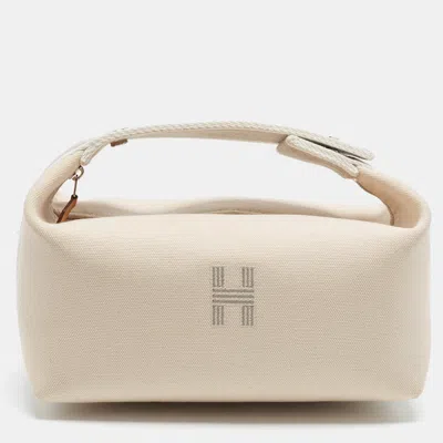 Pre-owned Hermes Hermès Bride-a-brac Small Naturel Canvas Pouch In Beige