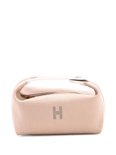Pre-owned Hermes Bride-a-brac Travel Case Toile Pm Pouch In Neutral