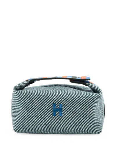 Pre-owned Hermes Bride-a-brac Travel Case Wool Pm Pouch In Green