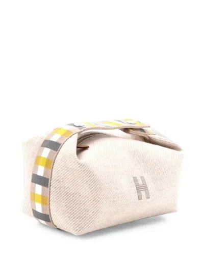 Pre-owned Hermes Bride-a-brac Travel Case Wool Pm Pouch In Neutrals