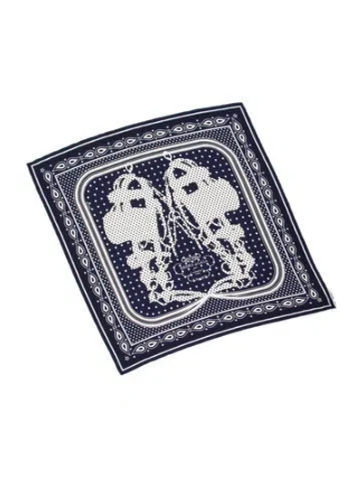 Pre-owned Hermes Brides De Gala Bandana Silk Scarf W/ Tags In Blue