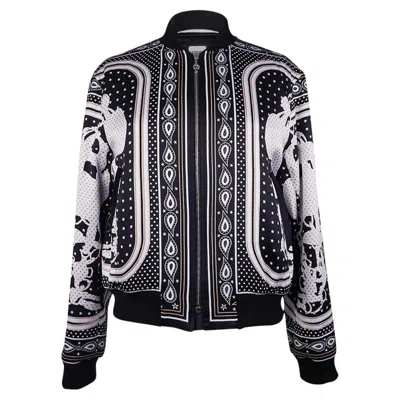 Pre-owned Hermes Brides De Gala Bandana Zip Jacket Black And White Silk 40 / 6