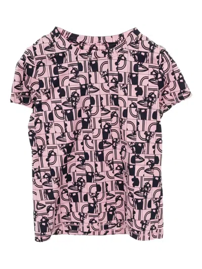 Pre-owned Hermes Brides De Gala En Desordre Printed T-shirt In Pink