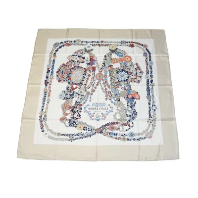 Pre-owned Hermes Brides De Gala En Fleurs 90 Silk Square Scarf Multicolor