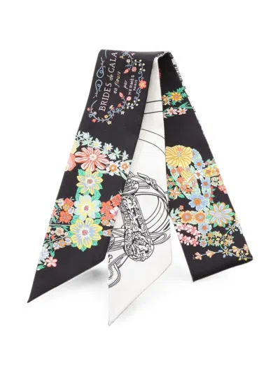 Pre-owned Hermes Brides De Gala En Fleurs Scarf In Black