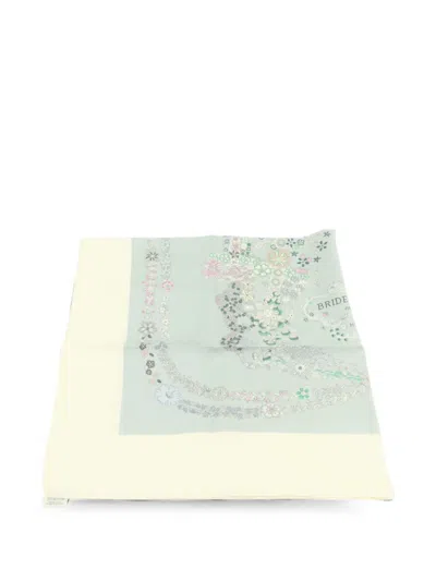 Pre-owned Hermes Brides De Gala Floral Scarf In White