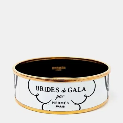 Pre-owned Hermes Brides De Gala Gold Enamel Bangle