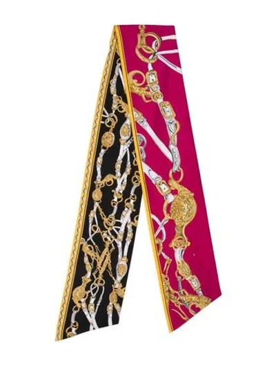 Pre-owned Hermes Brides De Gala Maxi Silk Twilly Scarf In Pink