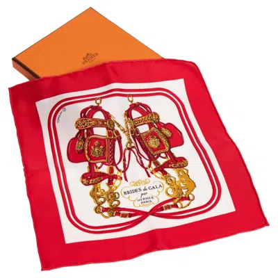 Pre-owned Hermes Brides De Gala Mini Scarf In Red